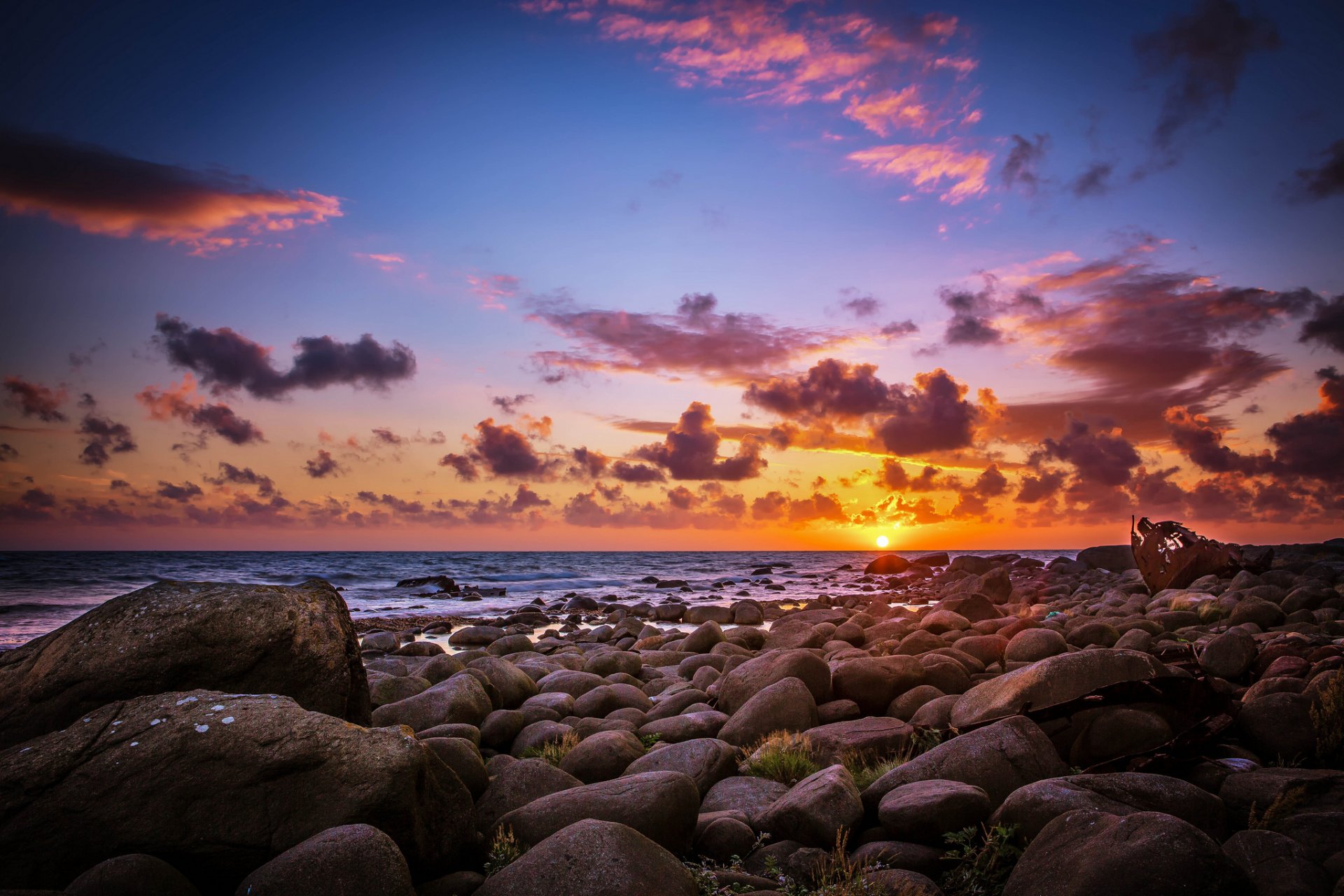 meer strand steine morgendämmerung sonne morgen