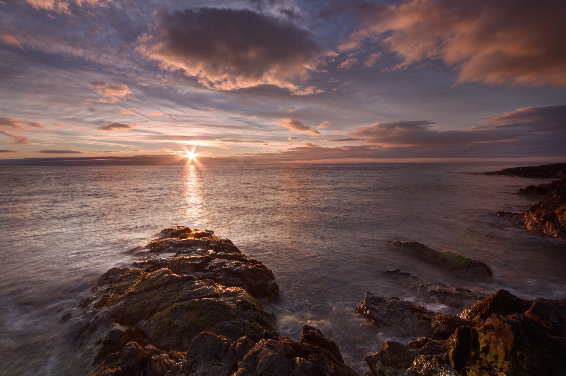 meer sonne wolken abend sonnenuntergang