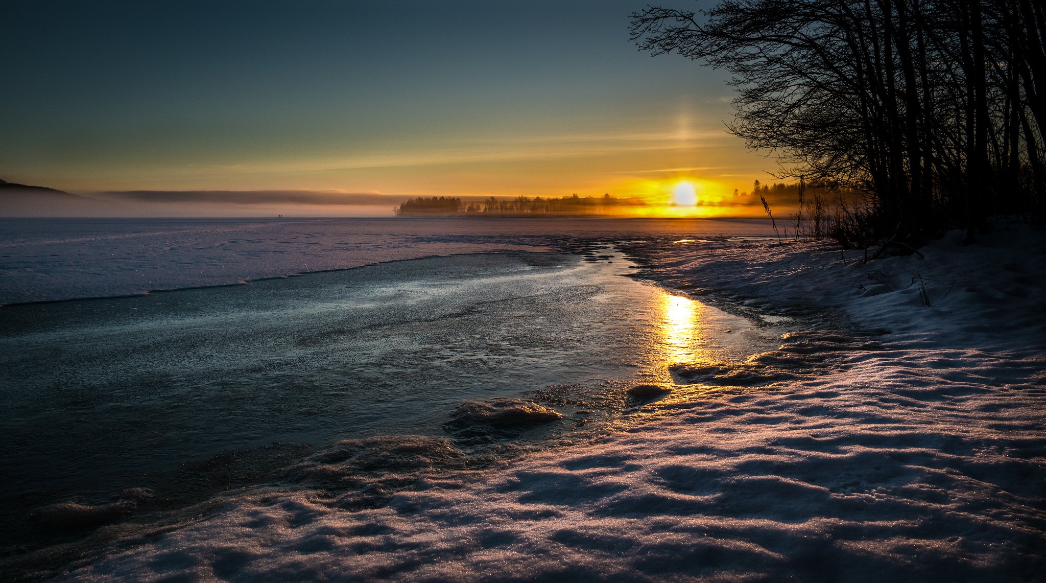 natura paesaggio inverno neve acqua sera tramonto sole