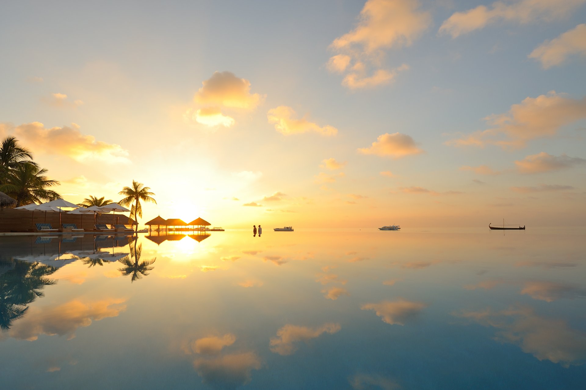 the maldives sunset clouds boat horizon