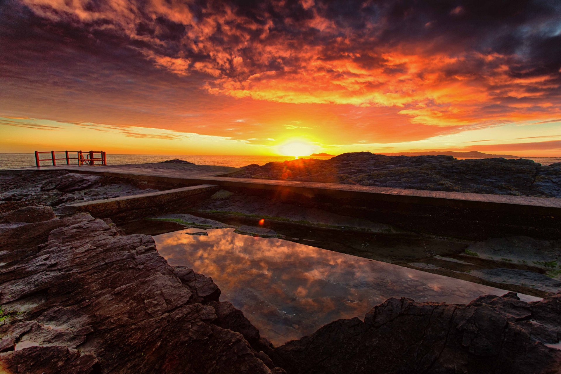 meer horizont sonne dämmerung wolken