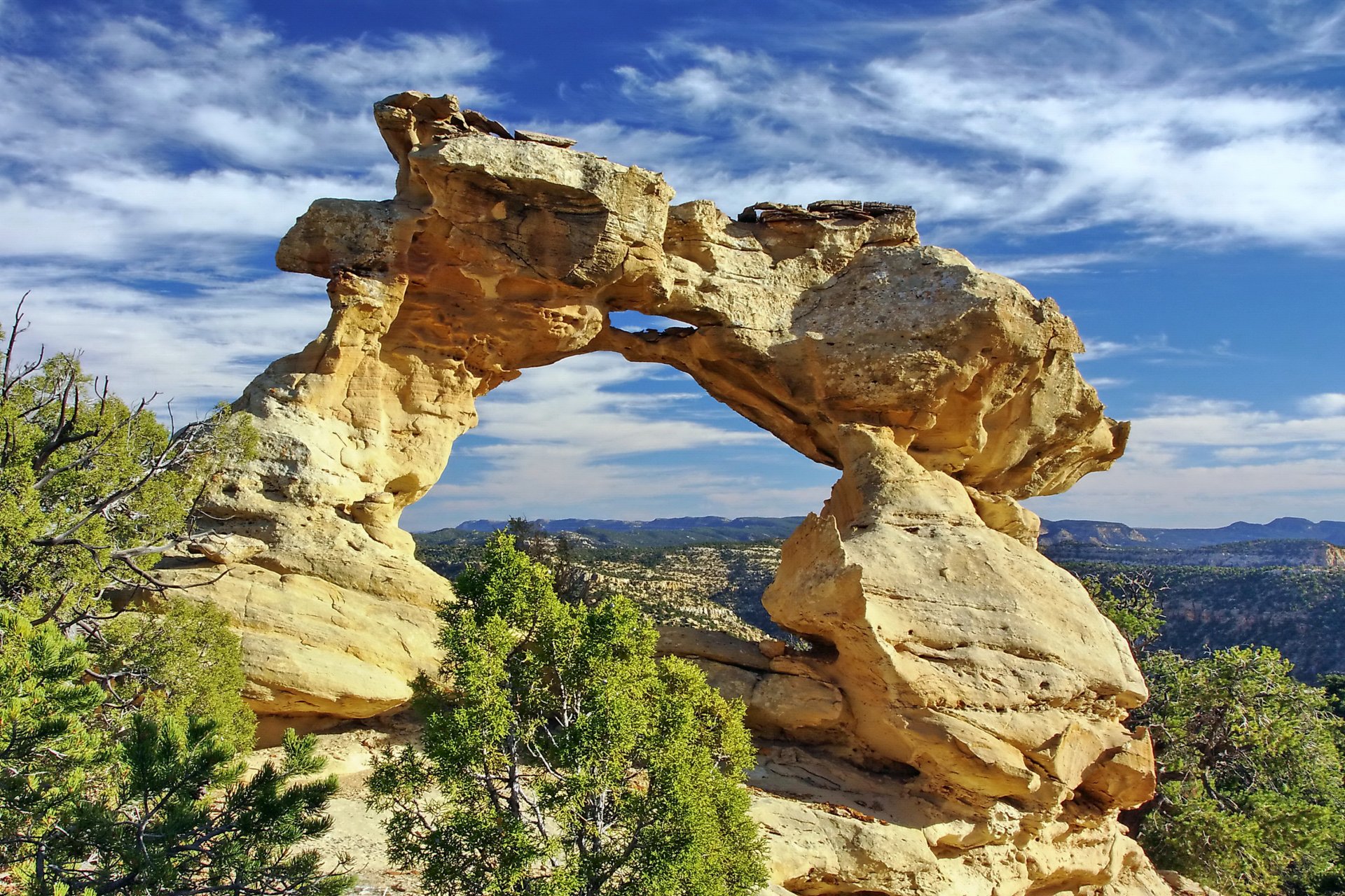 haupttreppe-rolltreppe utah usa felsen bogen drachenküsse drachenkuss sandstein bäume himmel wolken