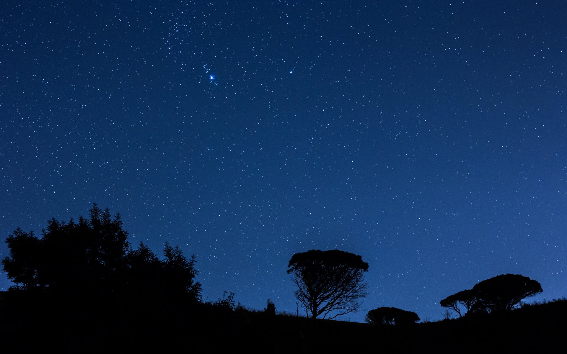 italien nacht himmel sterne berg silhouette