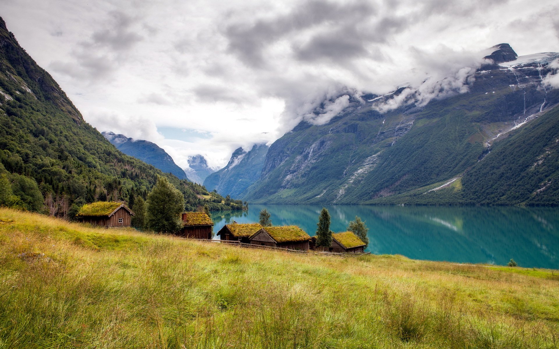 breng seter lovatnet above forest mountain nature norway reflection landscape