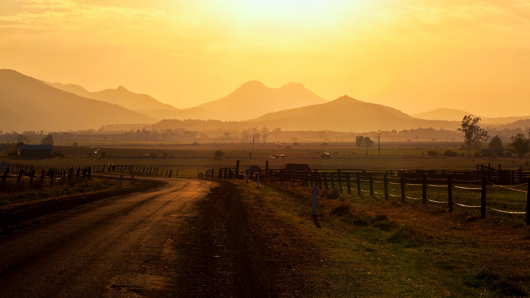 straße sonnenuntergang zaun landschaft