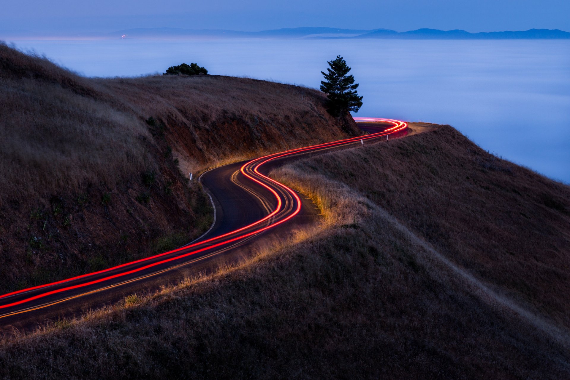 fog clouds road hills light extract