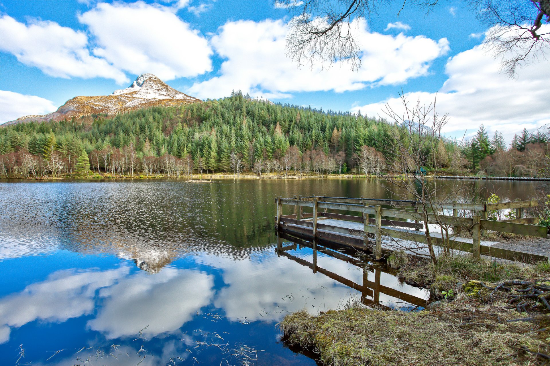 ky clouds river reflection mountain forest