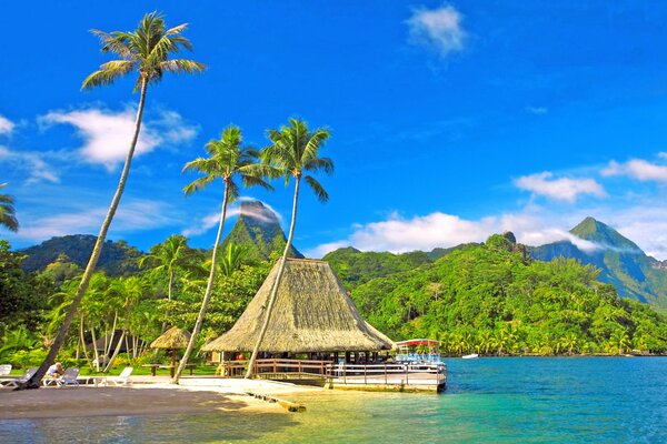 Bungalow on the beach near the hills