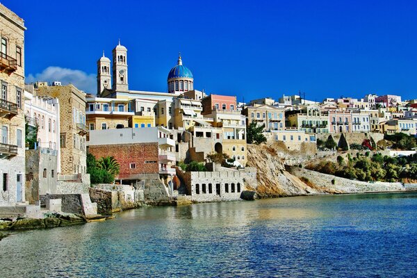 Buildings in Greece on the coast