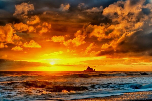 Morze Plaża skały Zachód słońca