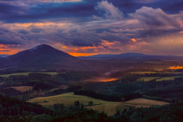 A wonderful valley in the sunset