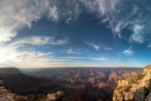 Canyon under the blue cloudy sky