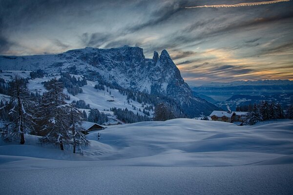 Winter mountain landscape in the Italian Alps