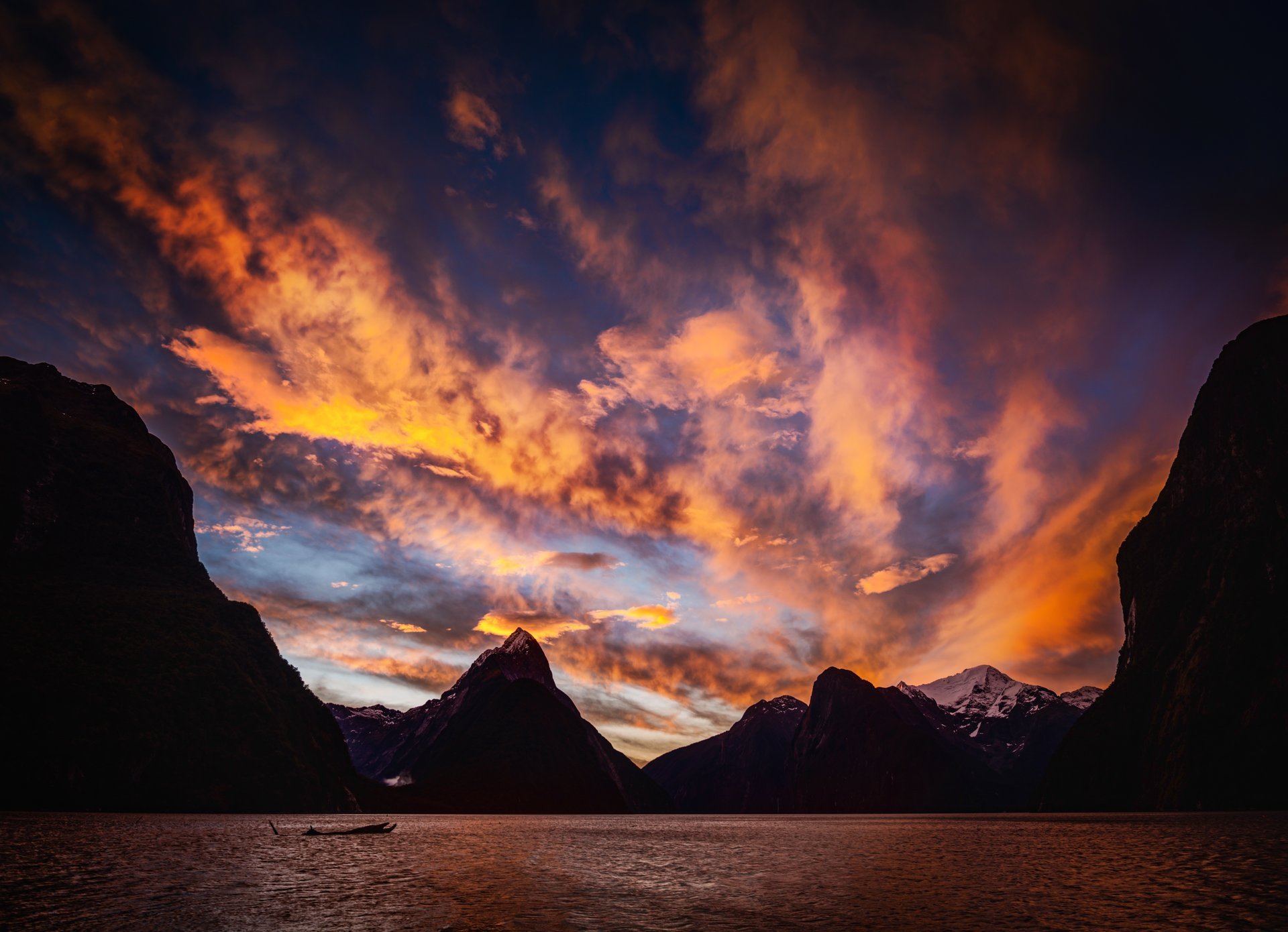 milford sound neuseeland sonnenuntergang