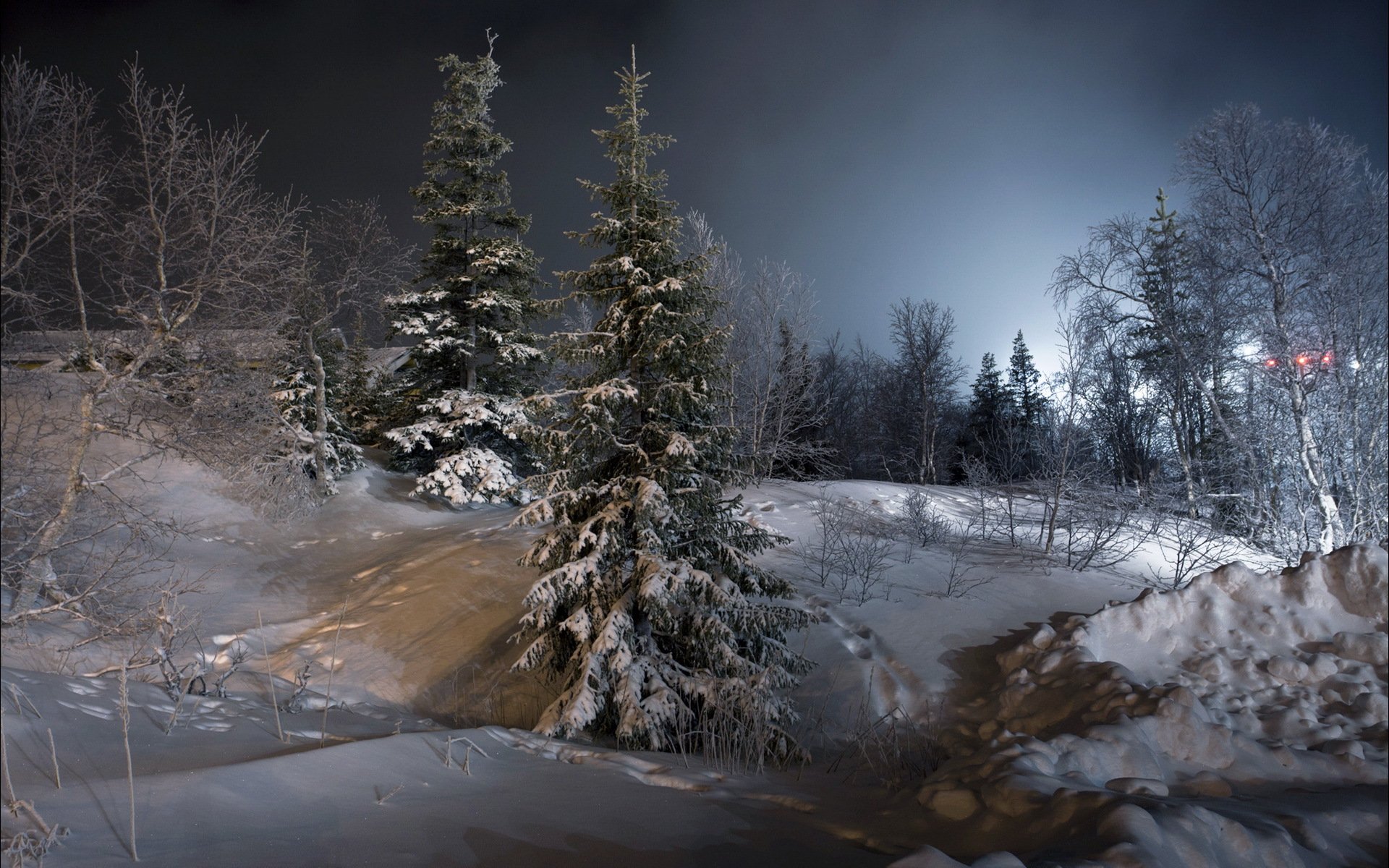 schnee winter landschaft nacht