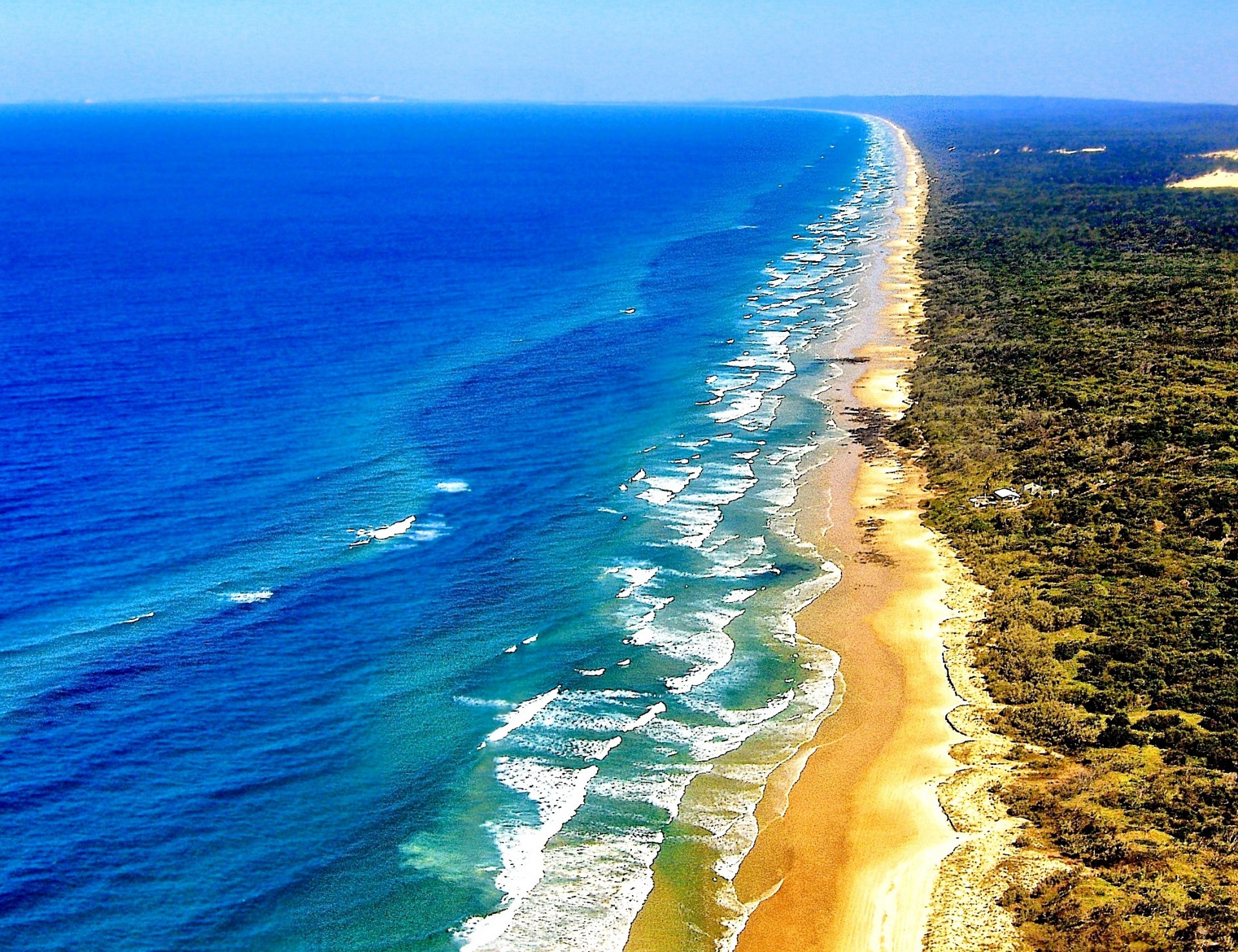 mar olas costa arena vegetación isla fraser queensland australia