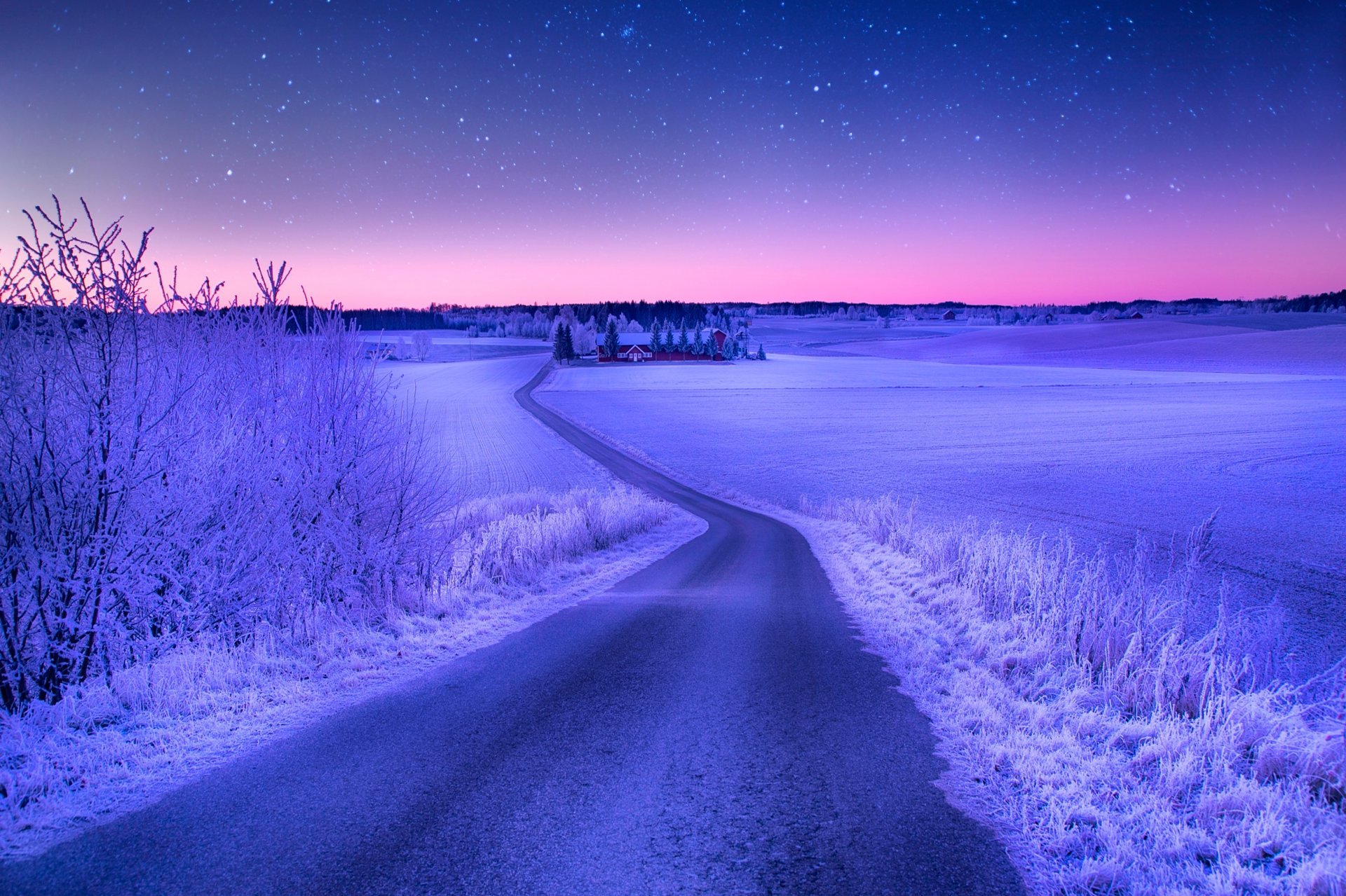 route hiver ciel norvège