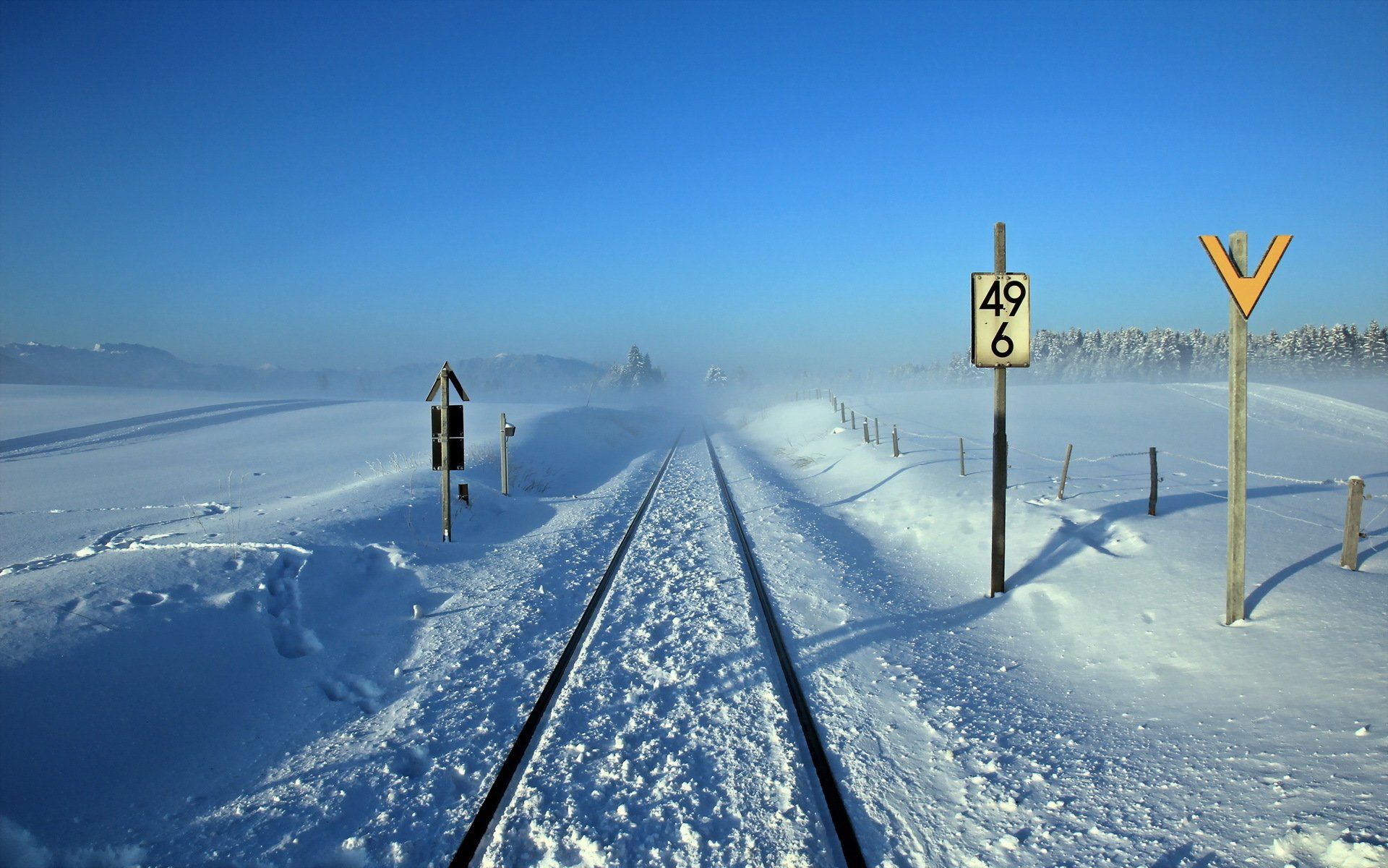 eisenbahn winter zeichen landschaft