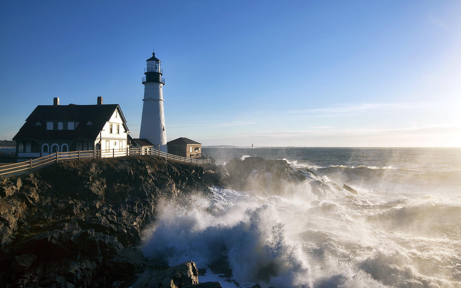 stany zjednoczone maine cape elizabeth morze latarnia morska