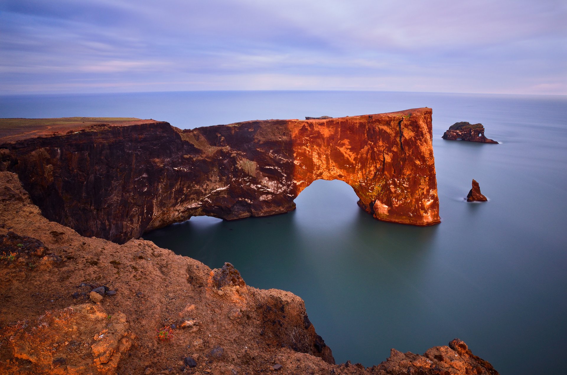 dyrholaey arco islanda capo dirholaey oceano atlantico rocce arco costa