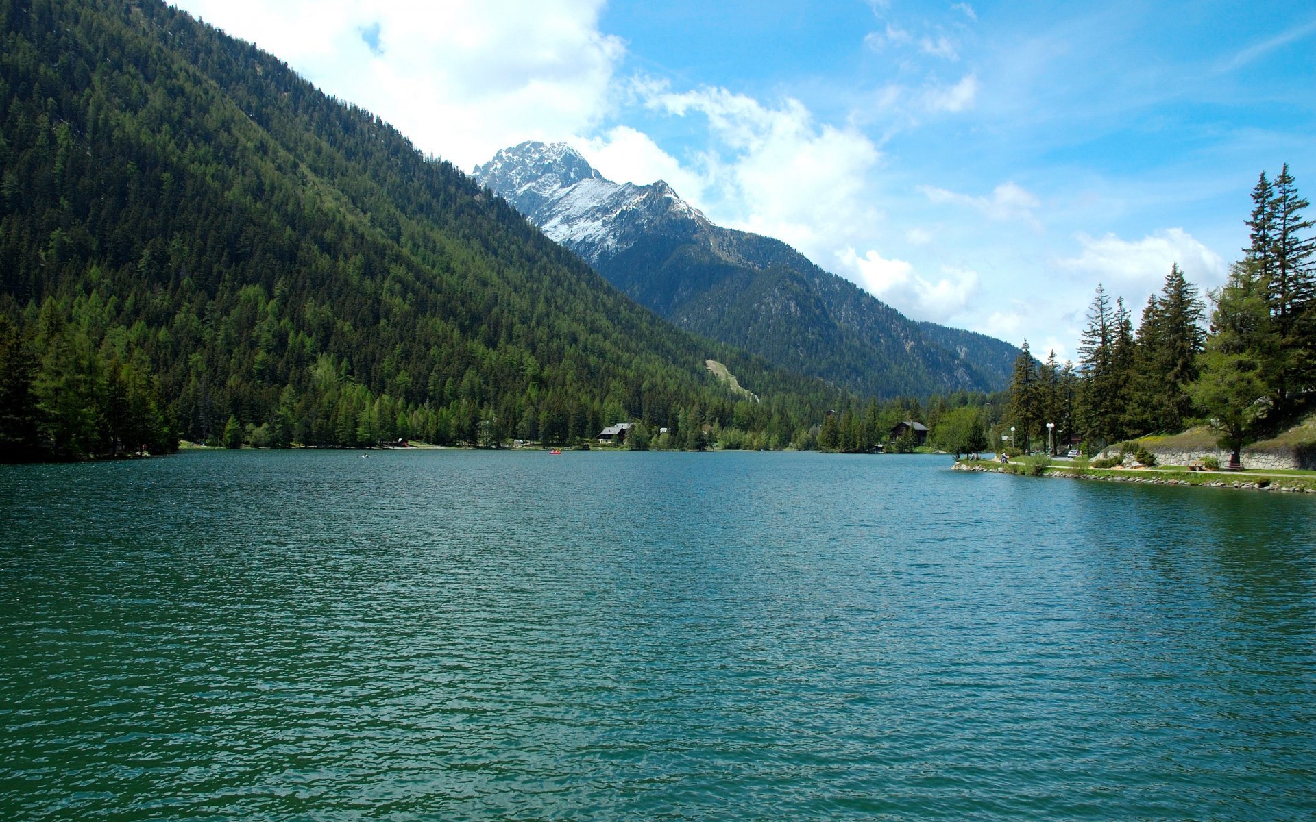 schweiz berge landschaft himmel wolken fluss natur bäume wälder häuser