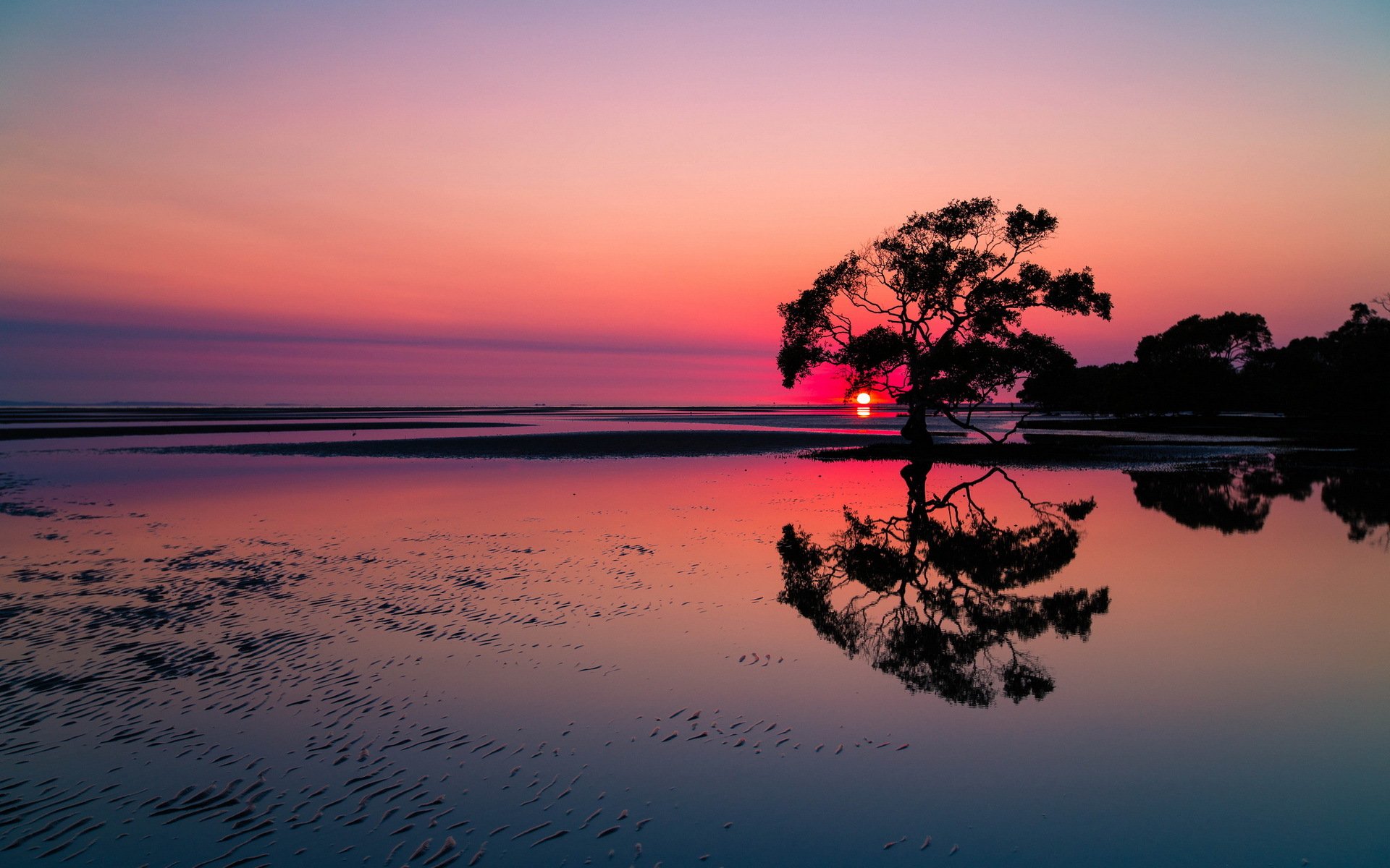 puesta de sol lago paisaje