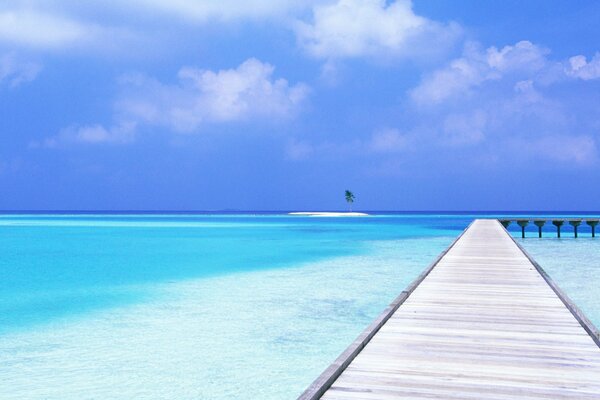 The road leading to the ocean with turquoise water