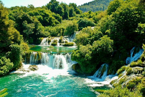 Wasserfall im Nationalpark in Kroatien