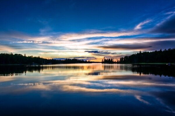 A beautiful picture of the reflection of the sky in the river