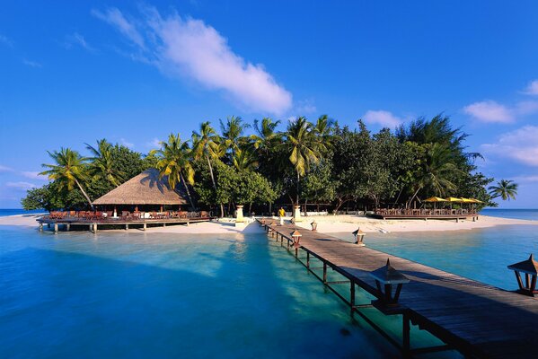 Bungalows on the Maldivian beach