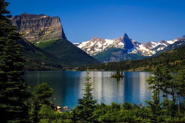 St. Mary s Lake in the Rocky Mountains