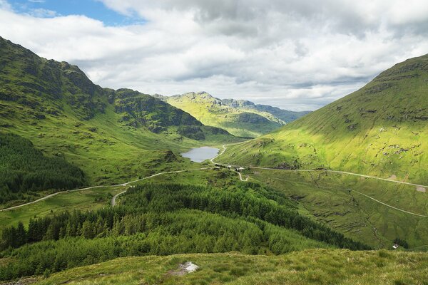 Forests, mountains and lakes in Scotland