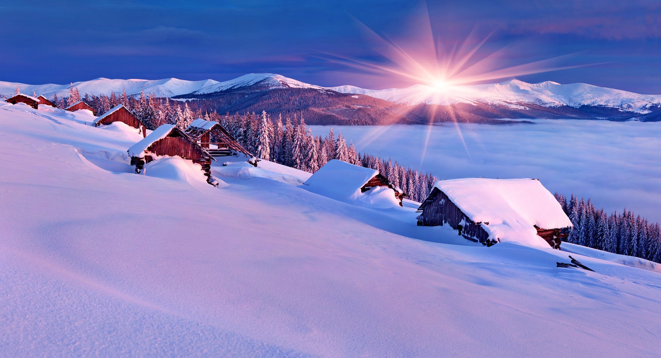 nature house winter snow sky landscape winter white cool nice sunset