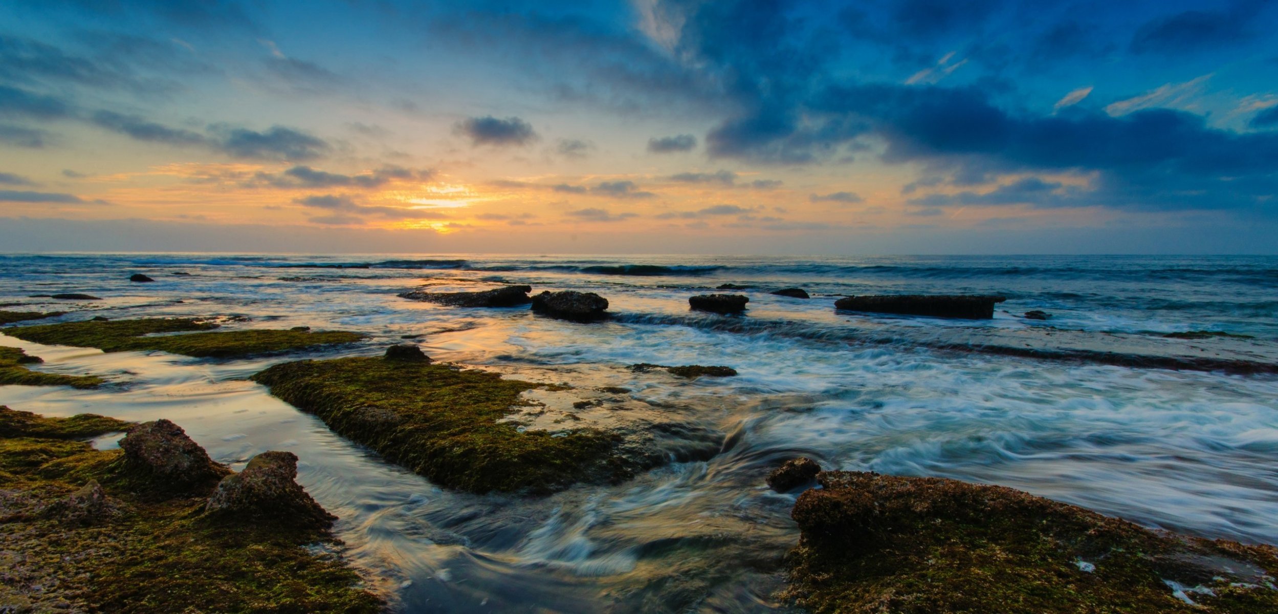 landscape nature sea water stones vegetation green sky clouds sun background wallpaper widescreen full screen hd wallpapers fullscreen