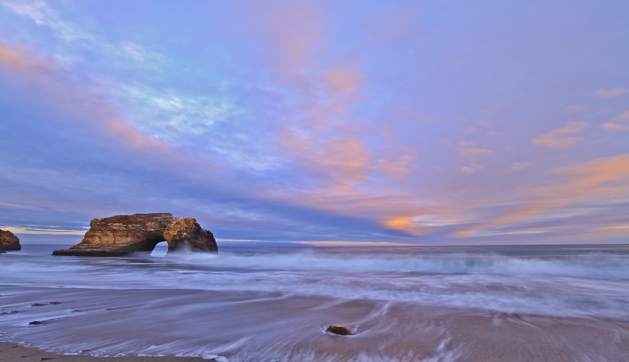 etats-unis californie falaise baie côte sable surf soirée ciel nuages