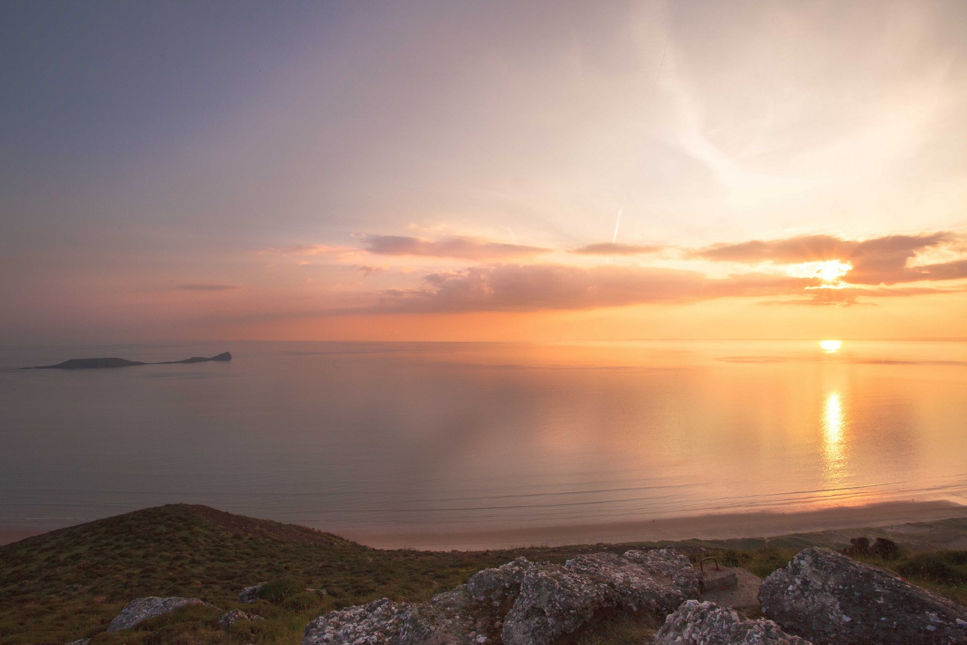 ea beach stones sunset calm of mind