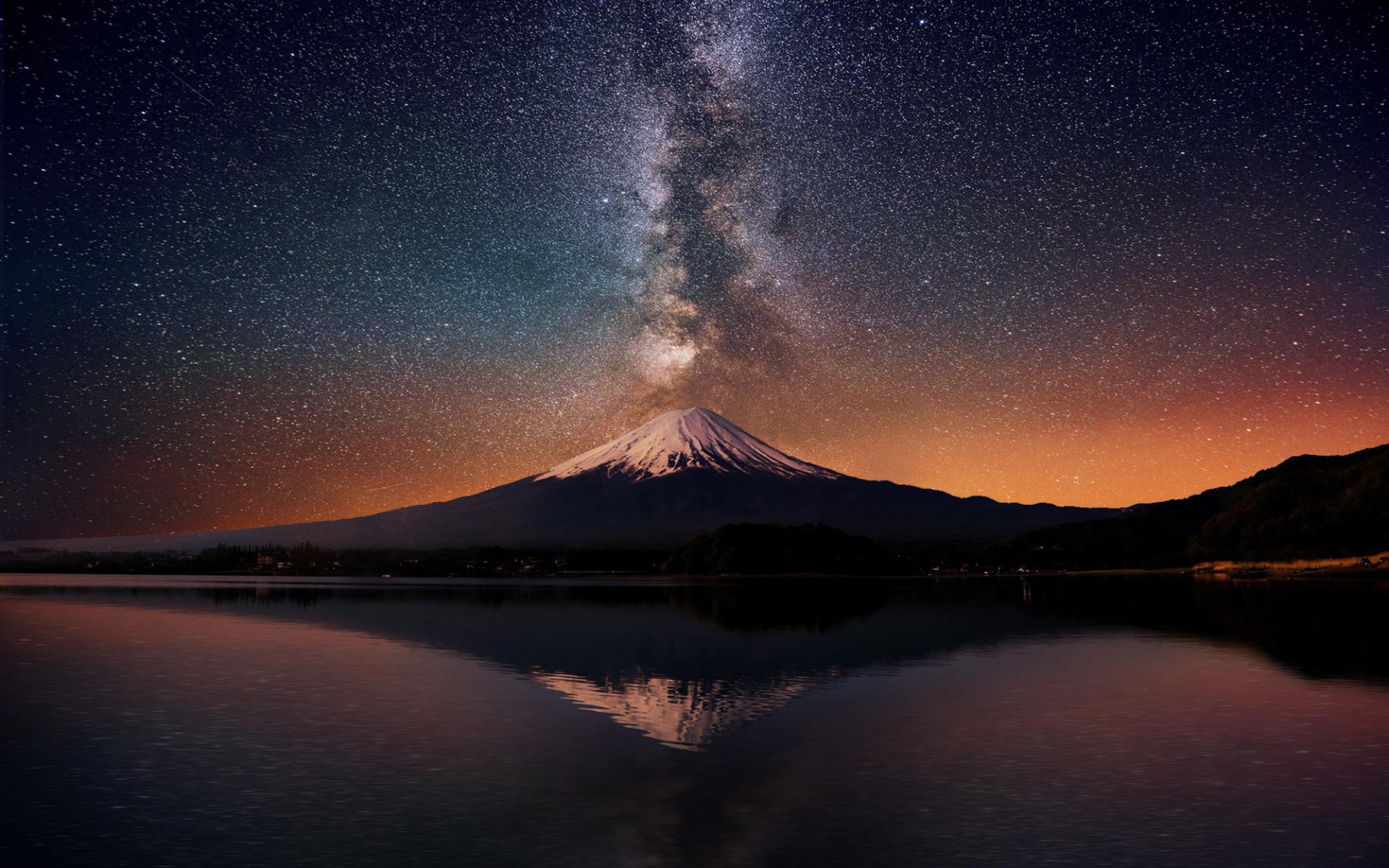 neuseeland berg vulkan taranaki reflexion see nacht sterne milchstraße