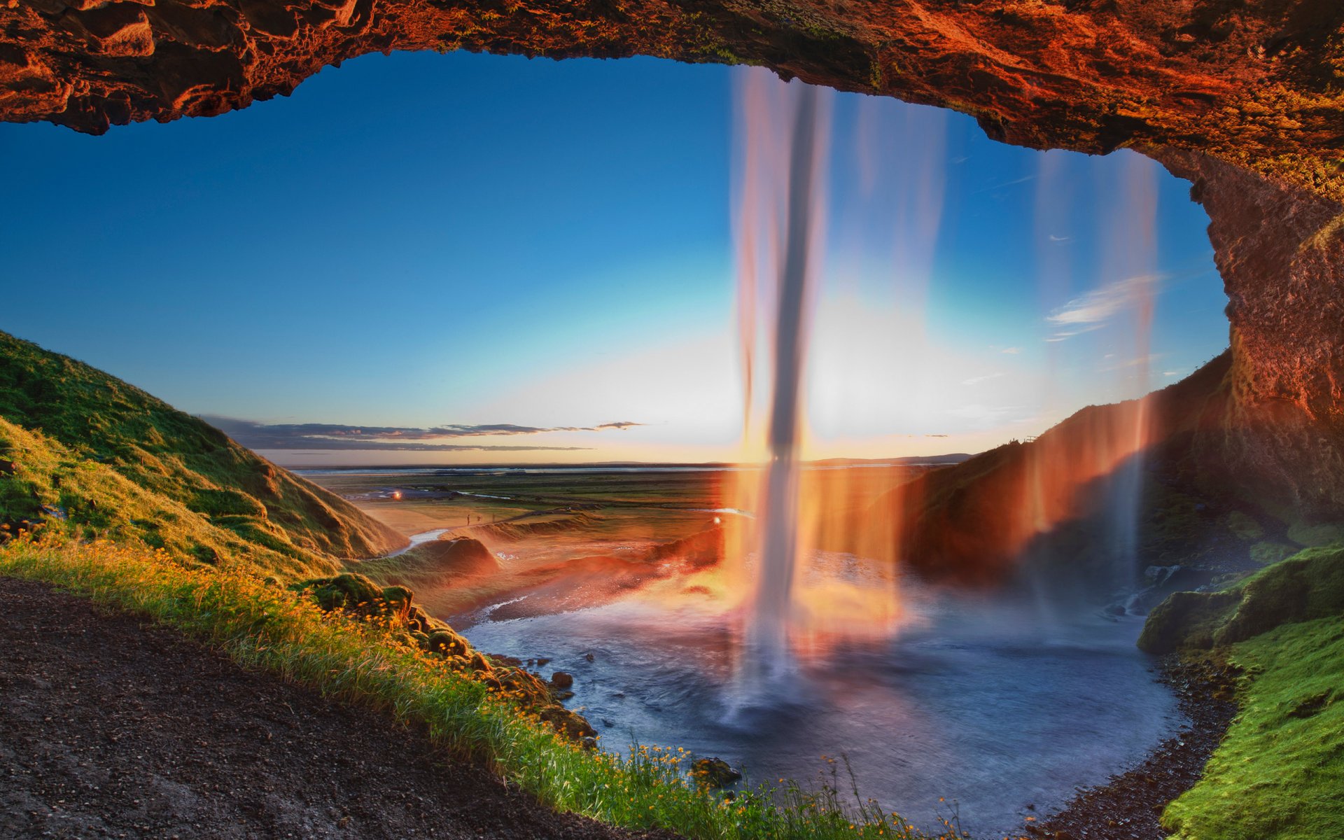 islandia cascada seljalandsfoss seljalandsfoss tarde puesta de sol