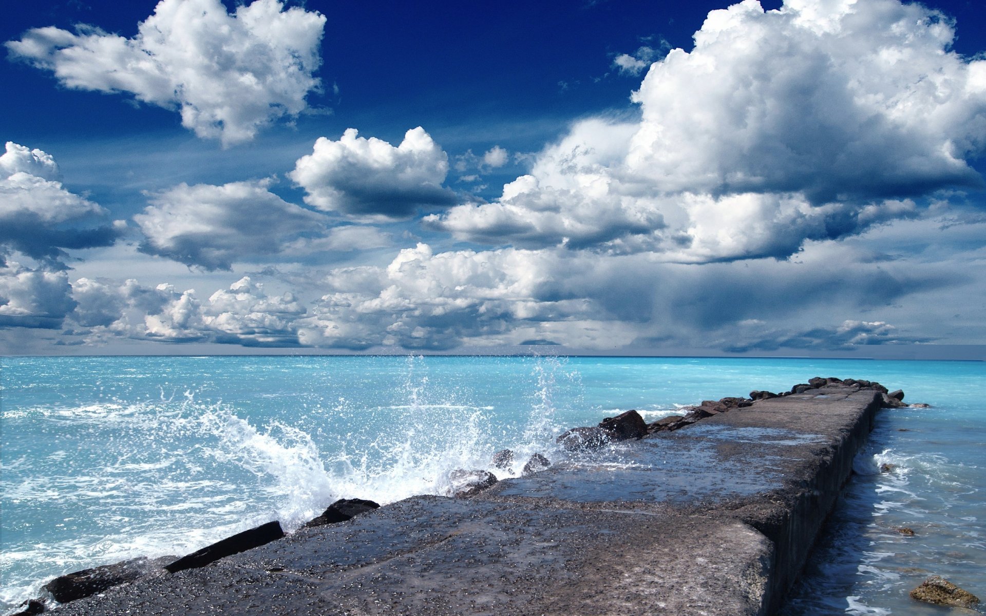 landscape bridge ocean sea beauty sky clouds water spray