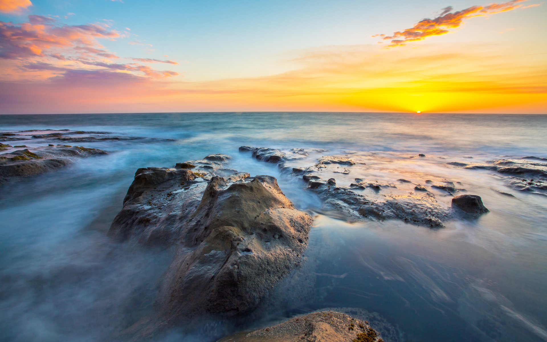 puesta de sol rocas océano oregon naturaleza paisaje