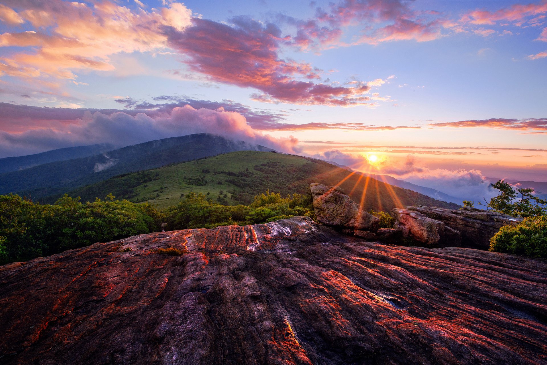 mountain summit dawn landscape sun