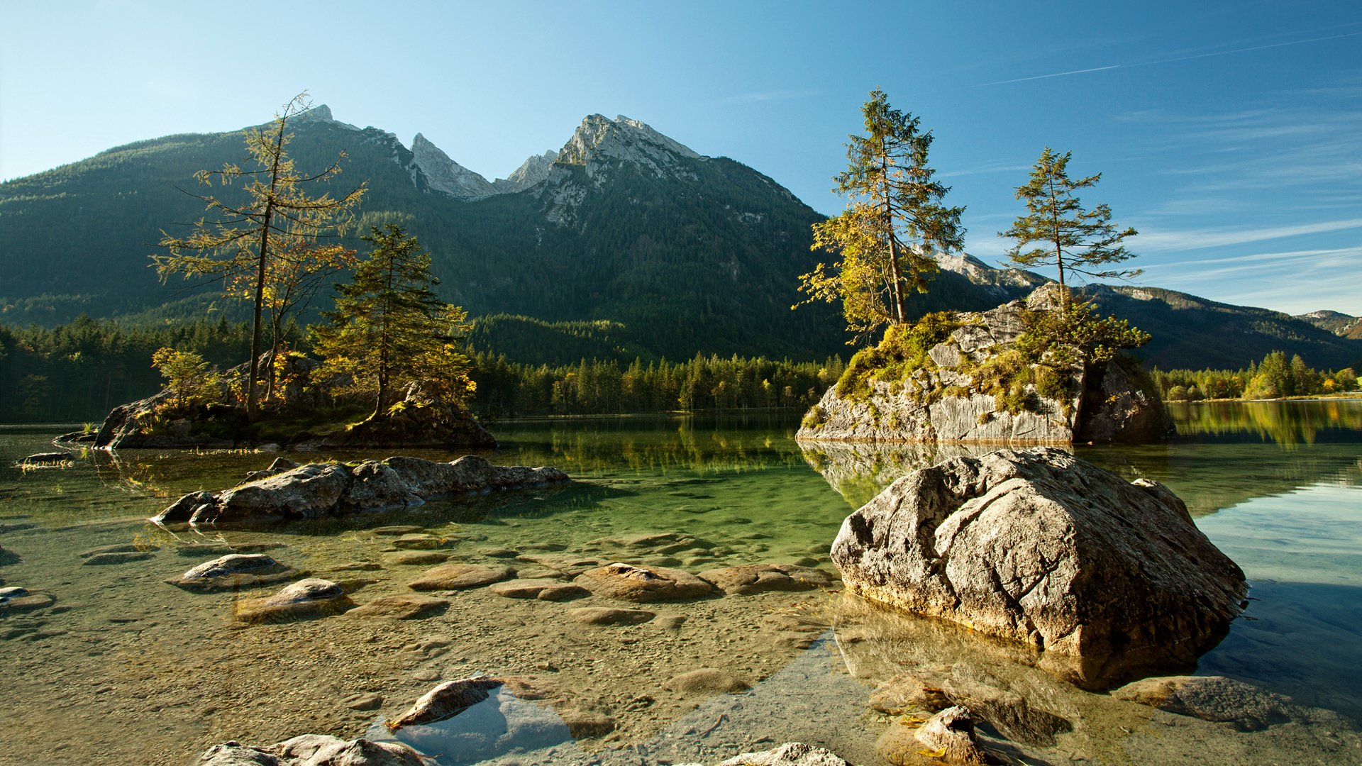 nationalpark berchtesgaden bayern deutschland alpen berge fluss bäume steine