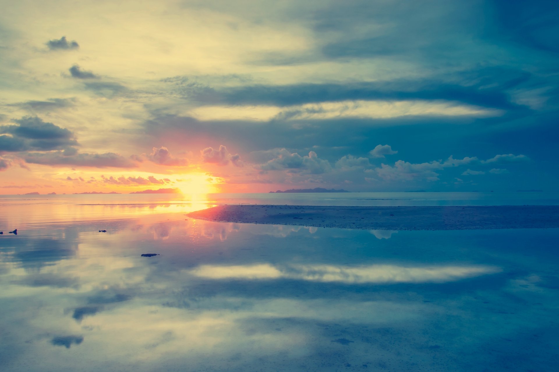 landschaft natur meer wasser wolken sonne blau hintergrund tapete widescreen vollbild widescreen widescreen