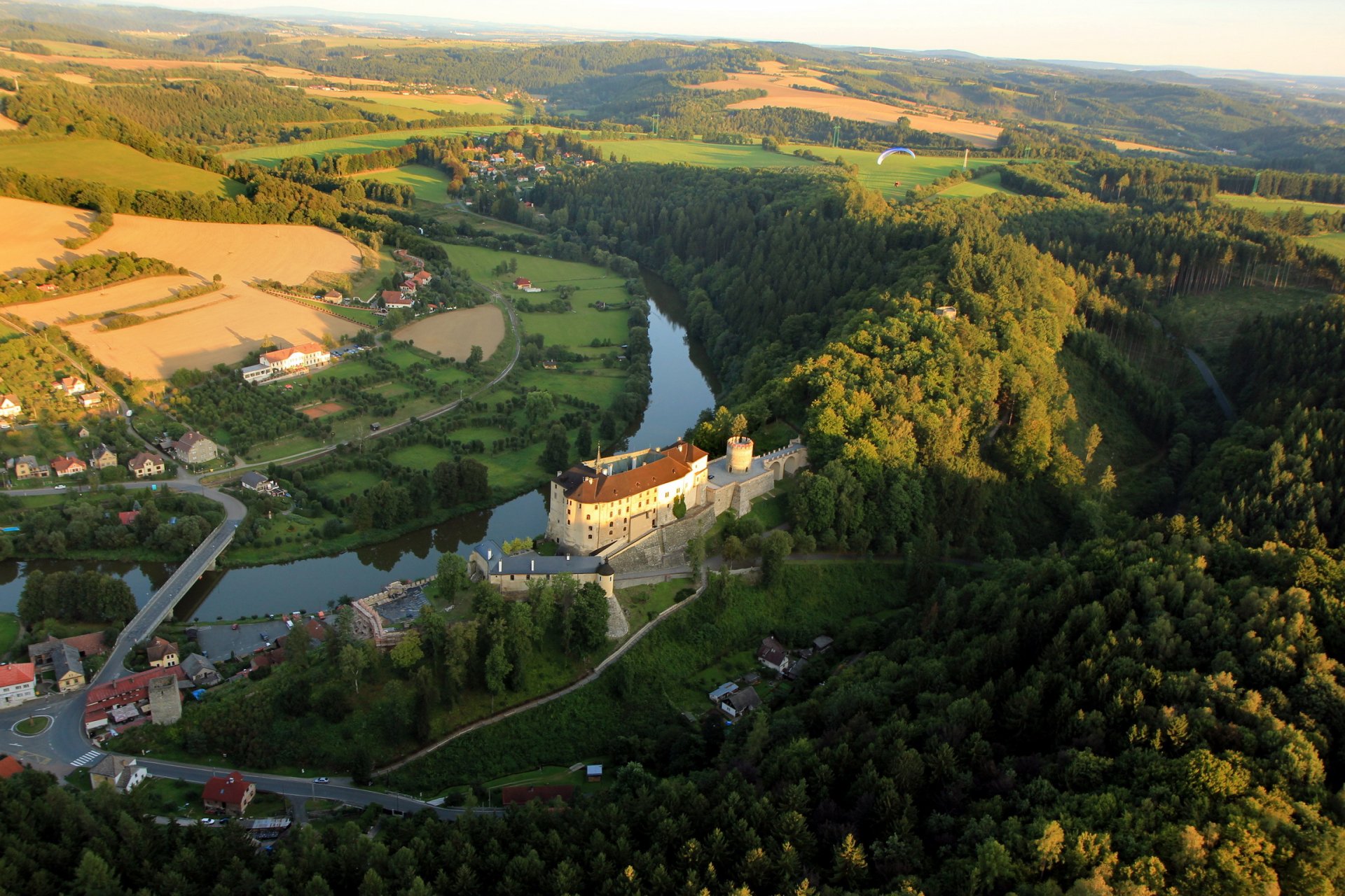 czech republic czech republic mountain forest river castle nature house bridge summer