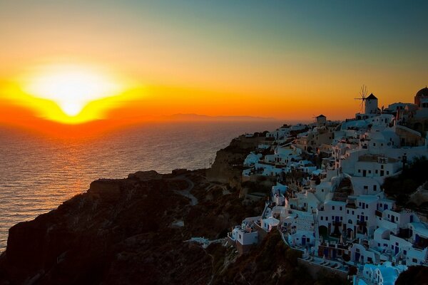 Sunset on the Aegean Sea. Greece