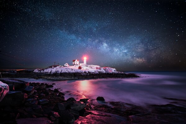 Concordville Lighthouse Light in the Atlantic Ocean