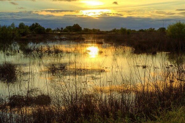 Abend Sonnenuntergang am See