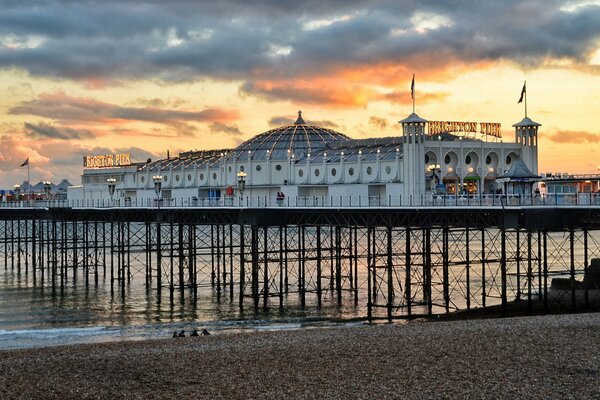 Pier at a gorgeous sunset by the sea