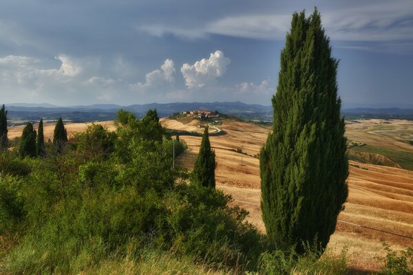 Colline di sabbia sotto il cielo blu