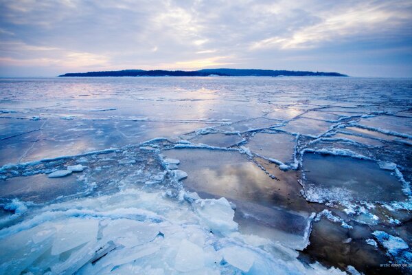 Transparent ice of the cold Arctic